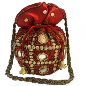 Women's Satin Potli Bag red